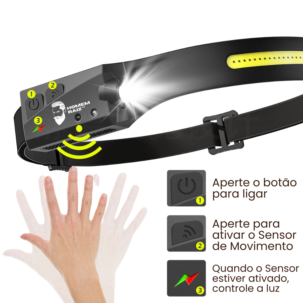(COMPRE 1 LEVE 2) Lanterna de Cabeça com Sensor Homem Raiz™