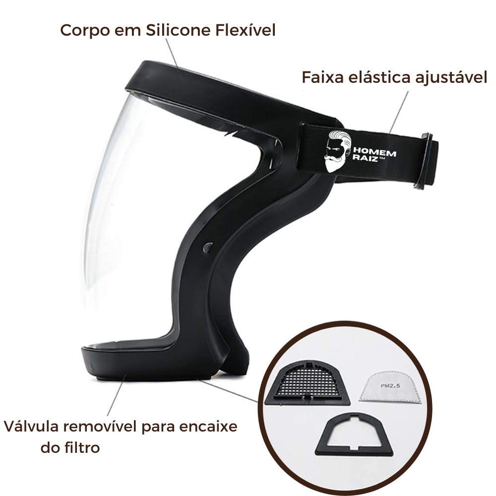 Máscara de Proteção Facial Homem Raiz™ com Filtros PM2.5 Grátis